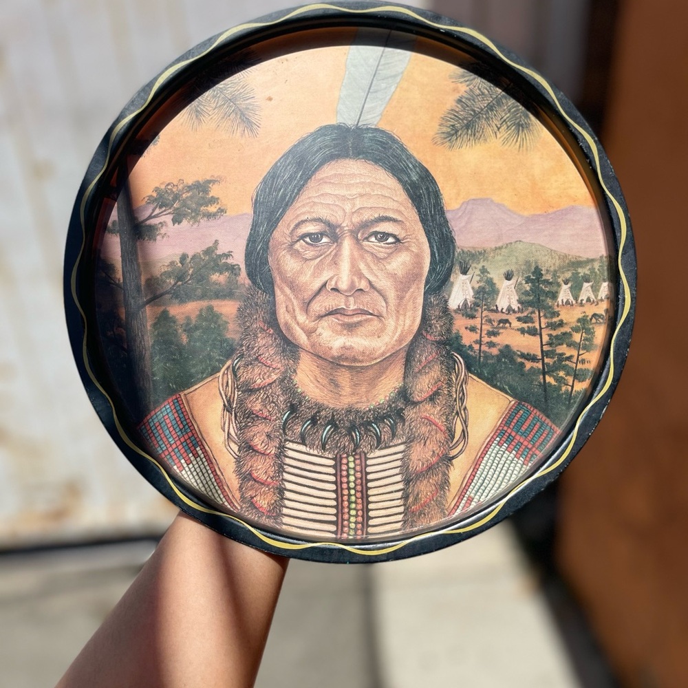 Decorative Tray with Native American Art